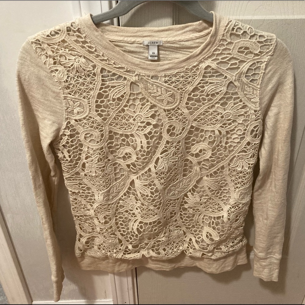 Jcrew cream lace sweatshirt